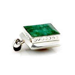 105ctw Big Emerald Silver Bezel Pendant (19x20mm)