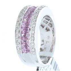 18K White Gold 1.54ctw Pink Sapphire & Diamond Ring