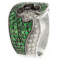 14K White Gold 1.92ctw Tsavorite & Diamond Ring