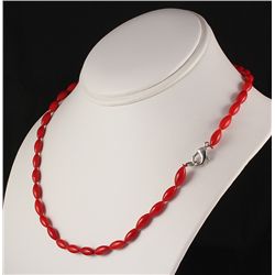 Fine Jewelry Red Bamboo Coral Rice Beads Handmade