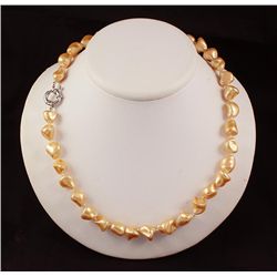 Keshi Yellow Peach Pearl Handmade Necklace