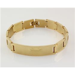 Mens 8.25" Yellow Gold Plated Stainless Steel ID Bracel