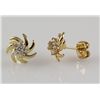Image 1 : Gold Plated Flower Stud Earring with Clear Crystal