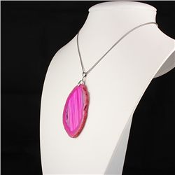 3 Kings Pink Druzy Agate Slice Pendant, 44.16g in weigh