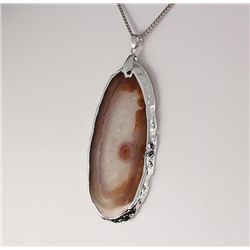 Organic Natural Carnelian Geode Agate Big Slice Pendant