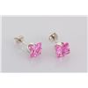 Image 3 : Sterling Silver Earring Prong Set Pink Sapphire