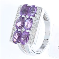 18K White Gold 3.31ctw Amethyst & Diamond Ring