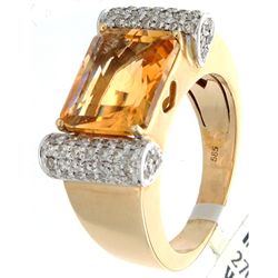 14K 2Tone Gold 4.49ctw Citrine & Diamond Ring
