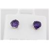 Image 2 : Sterling Silver Earring Prong Set Amethyst Crystal