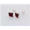 Image 2 : Sterling Silver Earring Prong Set Ruby Red Crystal