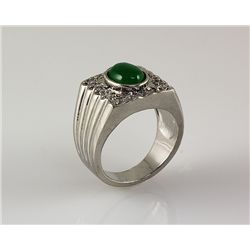 Newest Fine Jewelry Jade Mens Ring Silver Plated