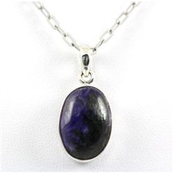 Fashion Silver Pendant w/ Sugilite Oval Gemstones, 3.0g