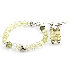 114.5ctw Lemon Topaz Silver Bracelet & Earring