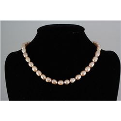 212.10CTW 18" PEACH FRESHWATER PEARL NECKLACE METAL LOC