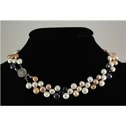 230.32CTW 12" WHITE-PEACH-LAVENDER-BLACK SIOPAO NECKLAC