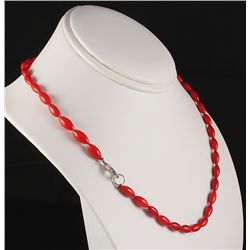 Fine Jewelry Red Bamboo Coral Rice Beads Handmade