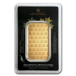 1 oz Royal Canadian Mint RCM Gold Bar .9999 Fine (In As