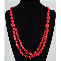 496.70CTW CHUNKY RED CORALS BEADED FASHION NECKLACE