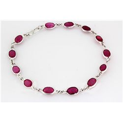 13.78CT Ruby Gemstone in Silver Bezel Bracelet 2.18g