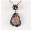 Image 1 : Raw Rose Quartz Druzy Pendant Victorian Design