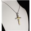 Image 1 : Mens Cross Two Tone Stainless Steel Pendant