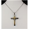 Image 2 : Mens Cross Two Tone Stainless Steel Pendant