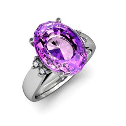 Amethyst 6.50ctw& Diamond Ring 14kt White Gold