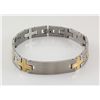 Image 1 : Mens 8.50" Two Tone Plated Stainless Steel ID Bracelet