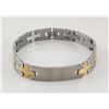 Image 1 : Mens 8.50" Two Tone Plated Stainless Steel ID Bracelet