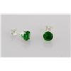 Image 1 : Sterling Silver Earring Prong Set Emerald Green