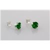 Image 2 : Sterling Silver Earring Prong Set Emerald Green