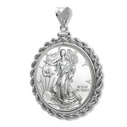 2014 1 oz Silver Eagle Pendant (Rope-ScrewTop Bezel)