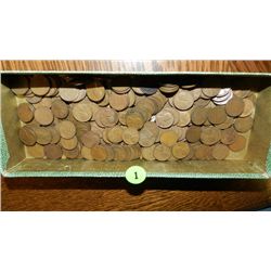 box of U.S. Wheat back pennies, penny various dates and