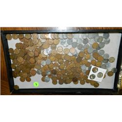 box of U.S. Wheat back pennies, penny various dates and