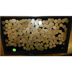 box of U.S. Wheat back pennies, penny various dates and