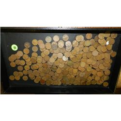 box of U.S. Wheat back pennies, penny various dates and