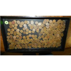 box of U.S. Wheat back pennies, penny various dates and