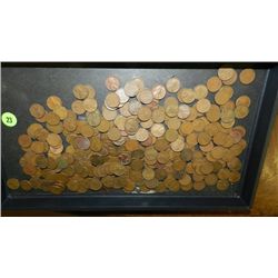 box of U.S. Wheat back pennies, penny various dates and