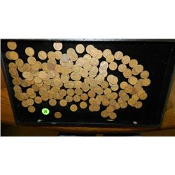 box of U.S. Wheat back pennies, penny various dates and