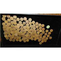 box of U.S. Wheat back pennies, penny various dates and