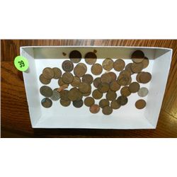 box of U.S. Wheat back pennies, penny various dates and