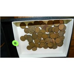 box of U.S. Wheat back pennies, penny various dates and