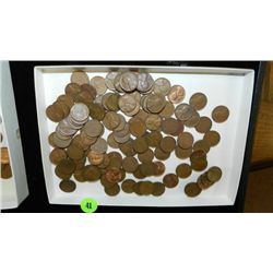 box of U.S. Wheat back pennies, penny various dates and