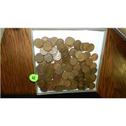 box of U.S. Wheat back pennies, penny various dates and