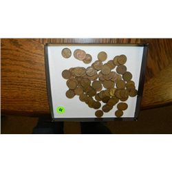 box of U.S. Wheat back pennies, penny various dates and
