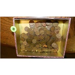 box of U.S. Wheat back pennies, penny various dates and