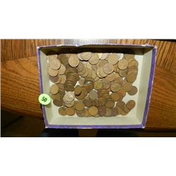 box of U.S. Wheat back pennies, penny various dates and