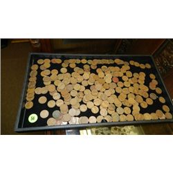 box of U.S. Wheat back pennies, penny various dates and