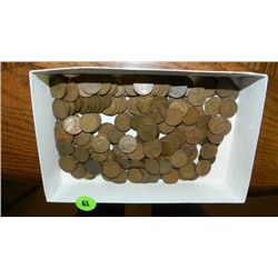 box of U.S. Wheat back pennies, penny various dates and