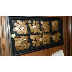 box of U.S. Wheat back pennies, penny various dates and